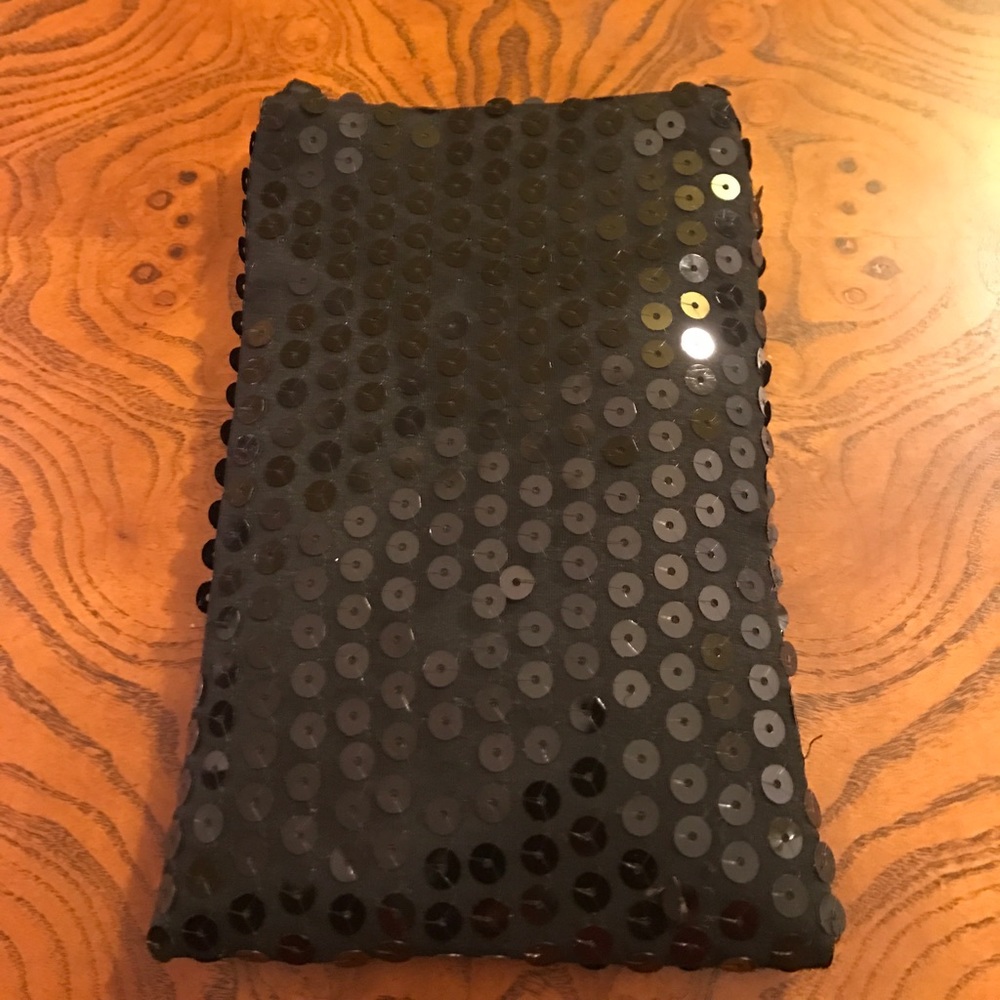 Black fabric sequined evening pouch