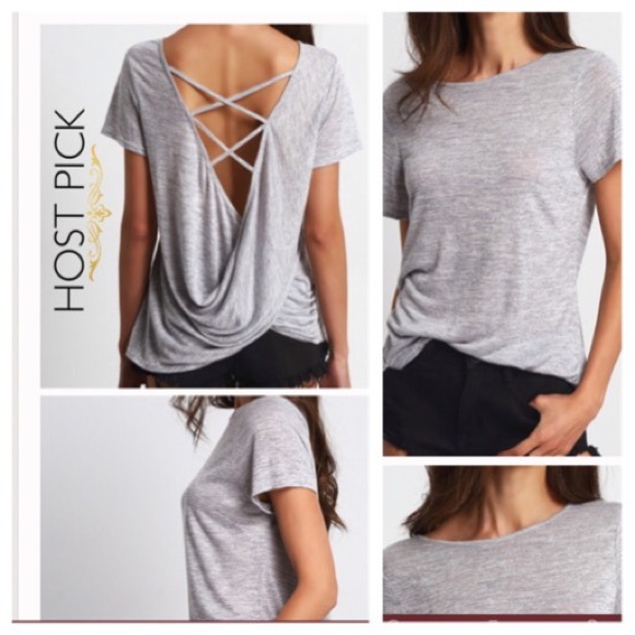 🌼1 LEFT!🌼Draped back criss cross T-Shirt - Picture 3 of 6