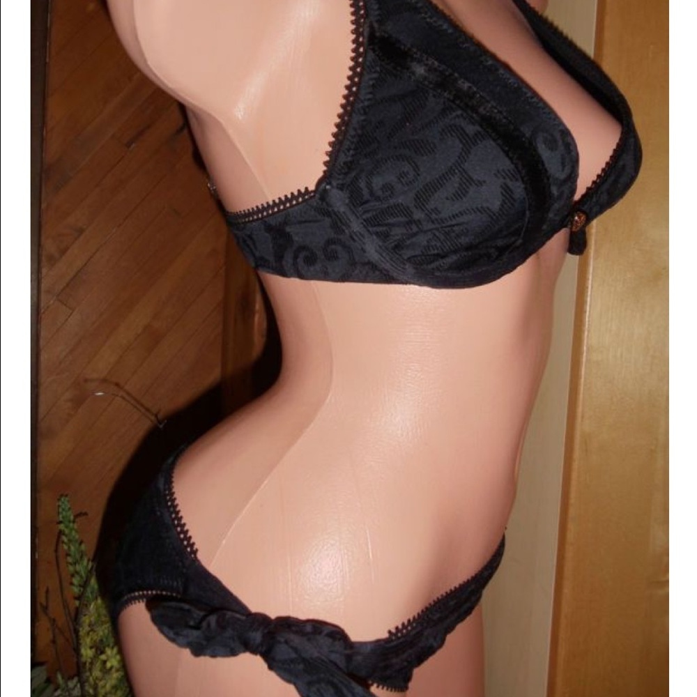 Betsey Johnson black velvet cabaret bikini swim
