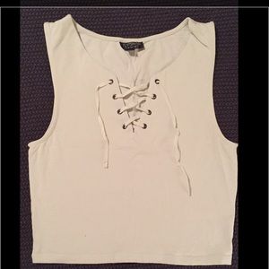 TOPSHOP Mint Lace up Crop top