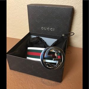 Authentic Gucci GG Leather Belt 32 Small