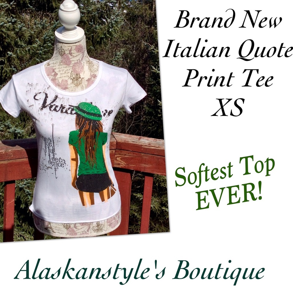 ⤵️Super Soft Italian Quote Girl Print T-Shirt XS🆕