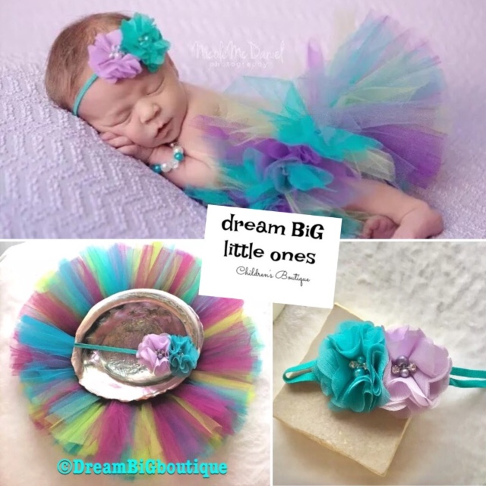 Newborn 1st Photo Tutu Headband Spring set Gift NB