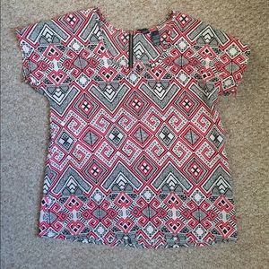 Aztec Print Neon Pink, Black, & White Top