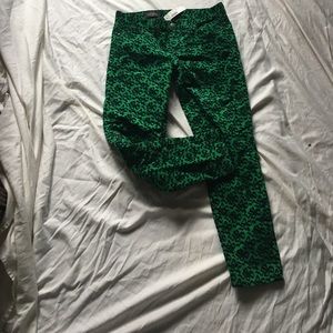 J Crew toothpick green bow pants