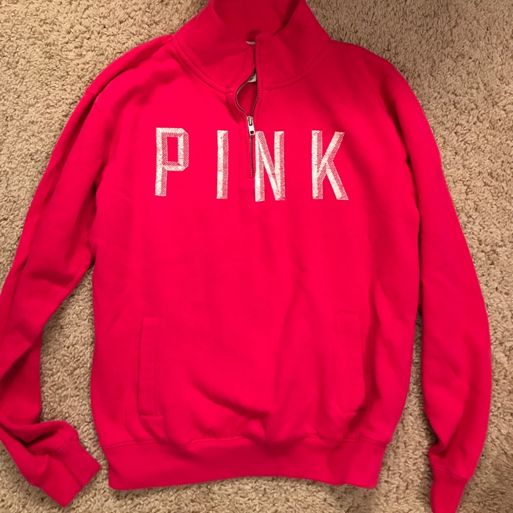 Pink qtr zip sweatshirt