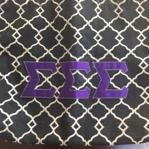 Tri Sigma Embroidered Letter Tote Bag.