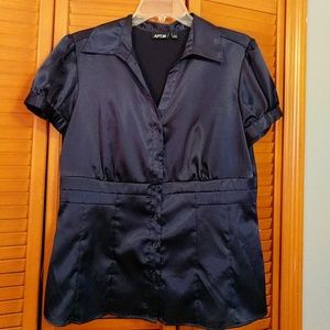 Blue silk blouse
