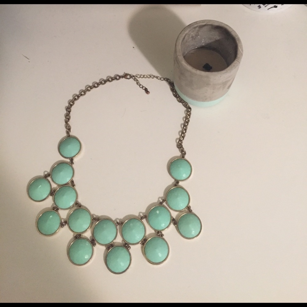 Teal and gold statement necklace