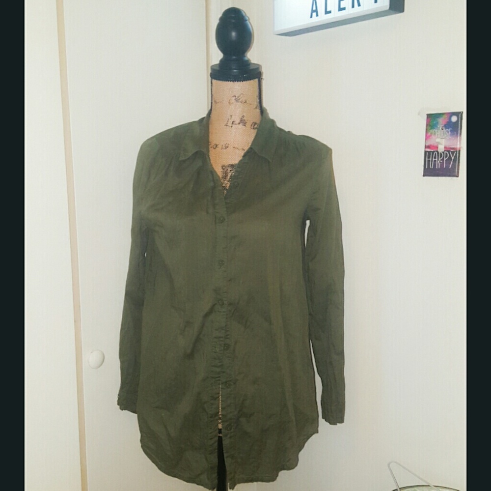 Olive Womens Button Work Shirt