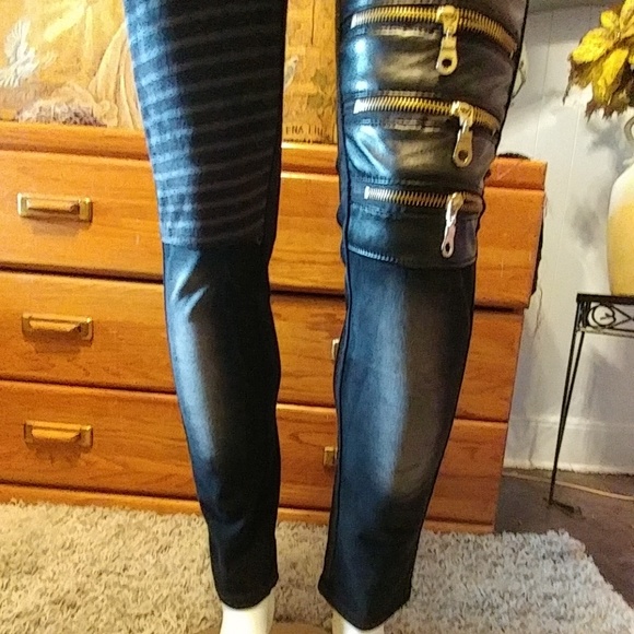 1 left🌟NWT🌟TBRYX Leather Fashion Jean - Picture 2 of 8