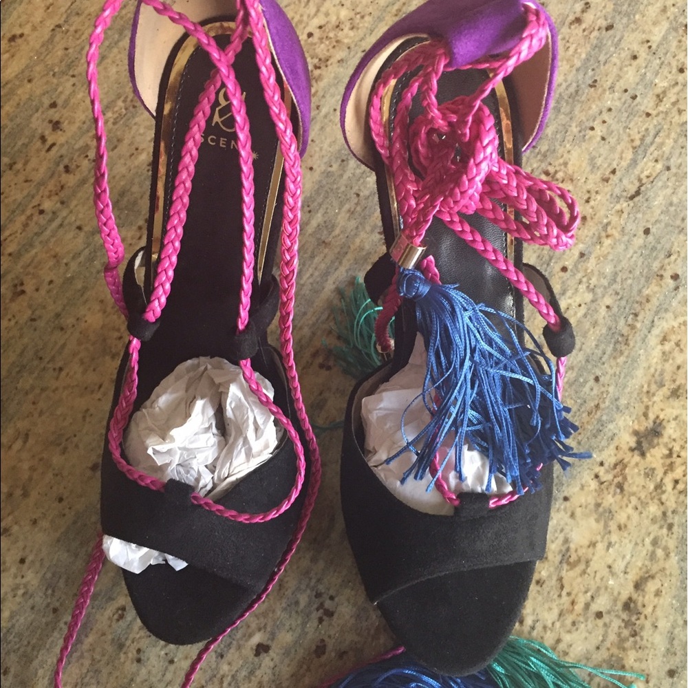 Colorful Fringe Peeptoe Platforms