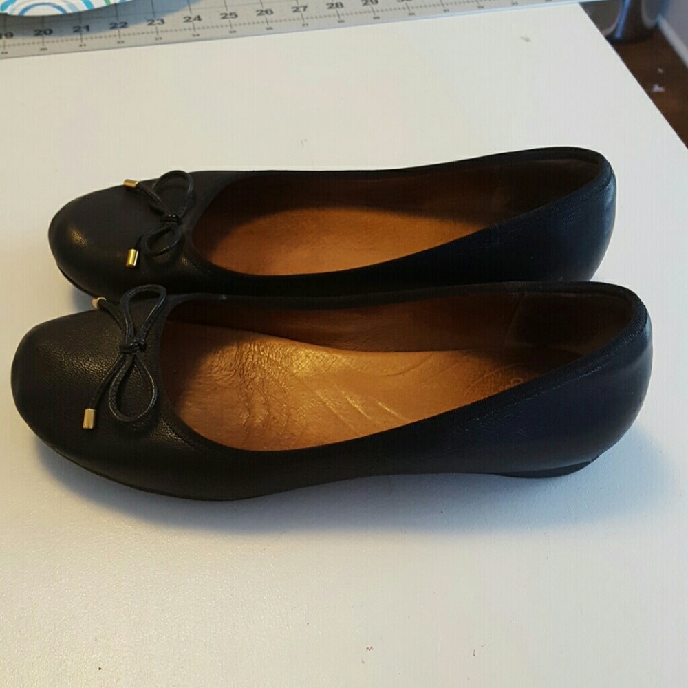 Black Leather Flats