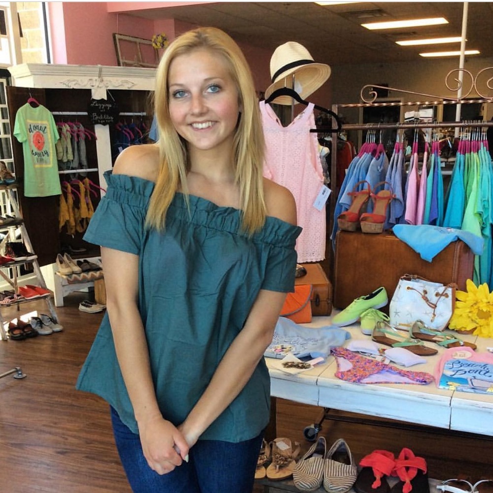 Open Shoulder Olive Top - Picture 1 of 1