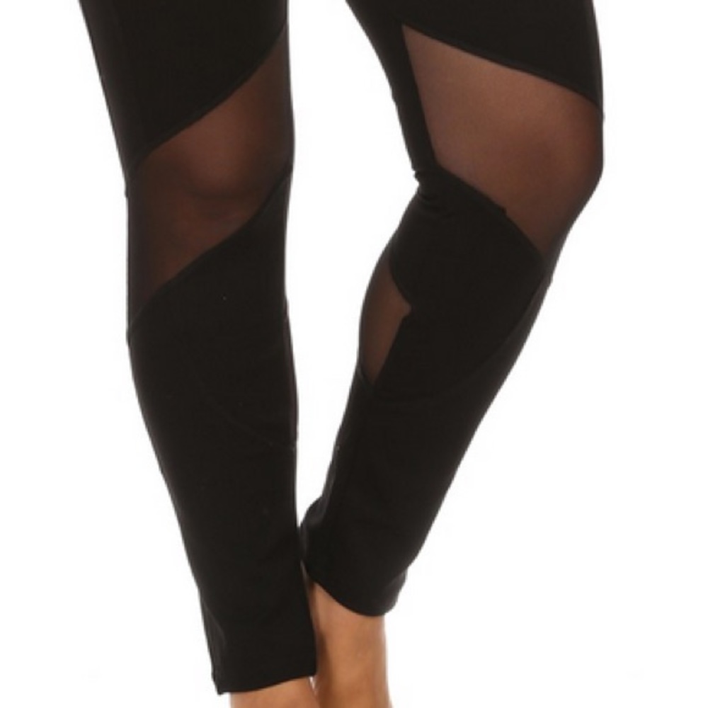 Activewear Tribal Mesh Panel Pants-PLUS - Picture 3 of 6