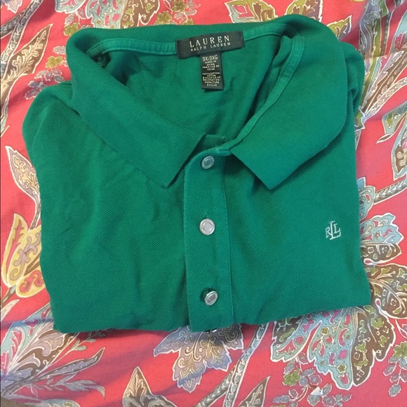 Lauren Ralph Lauren Tops - Ralph Lauren Plus Monogram Short Sleeve Polo Shirt
