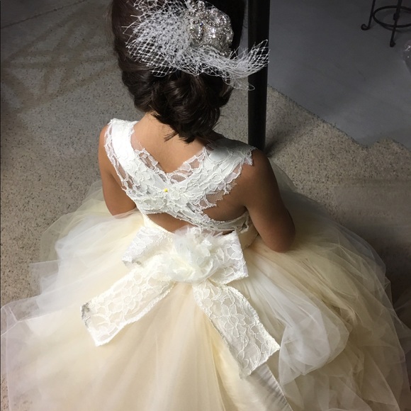 CUSTOM made flower girl dress w.removable train! - Picture 1 of 7