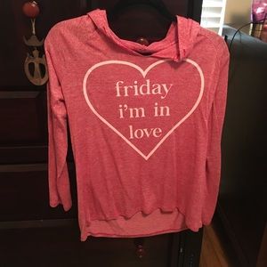 Friday I'm in love long sleeve hooded shirt