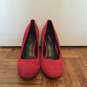 Red Suede Coach Heels *NWOT