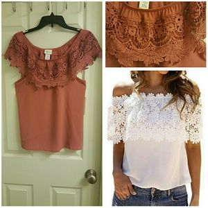 NEW Cute Lace Off The Shoulders Top