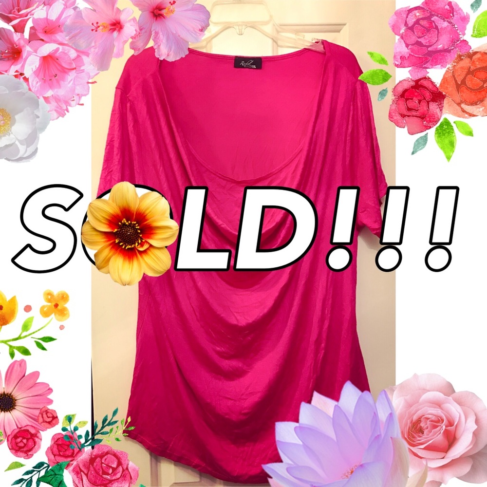 NWOT Hot Pink Rachel Rachel Cowl Neck top