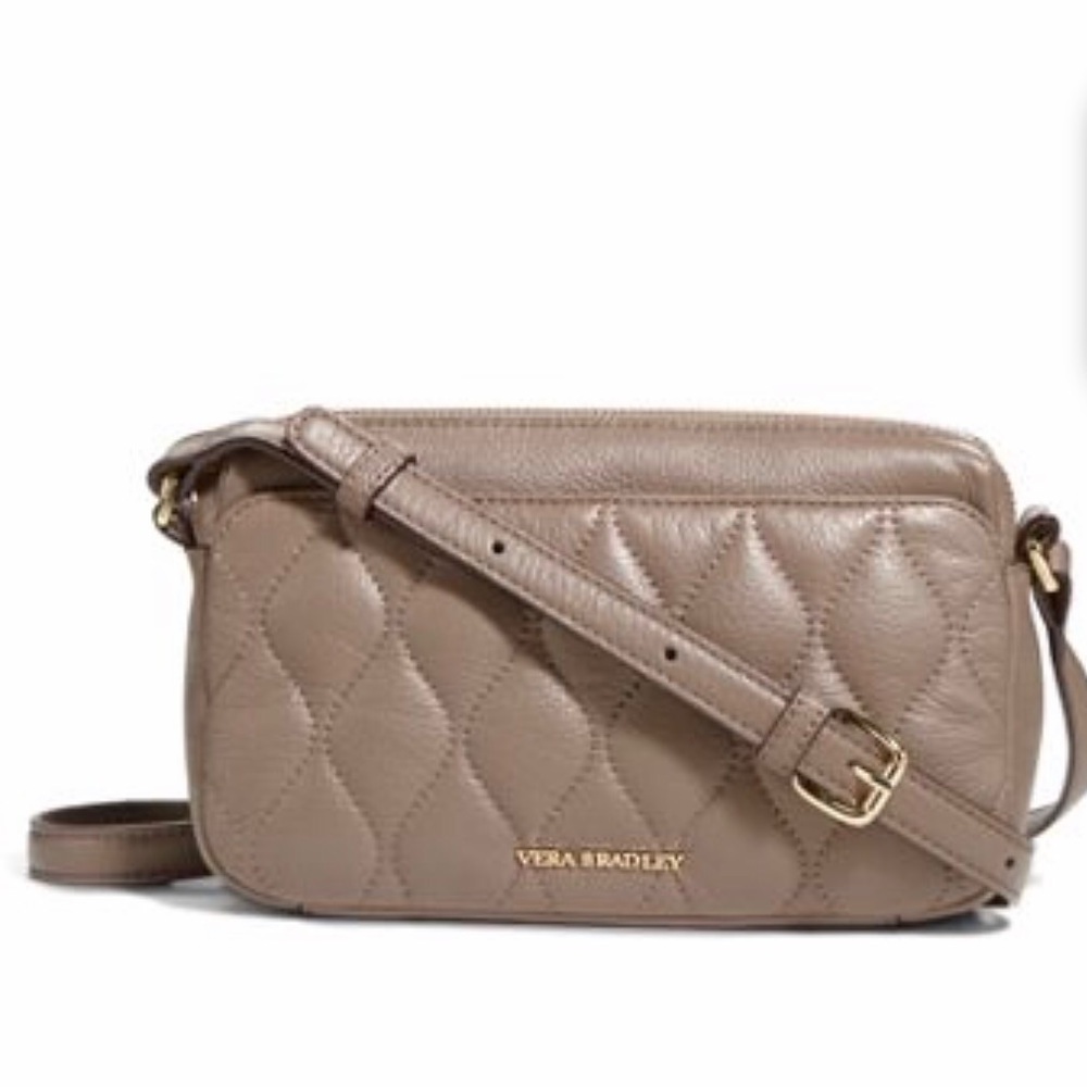 Vera Bradley Leather! Sydney Crossbody Taupe NWT