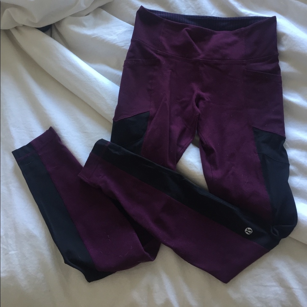 lululemon rare purple leggings with pockets!