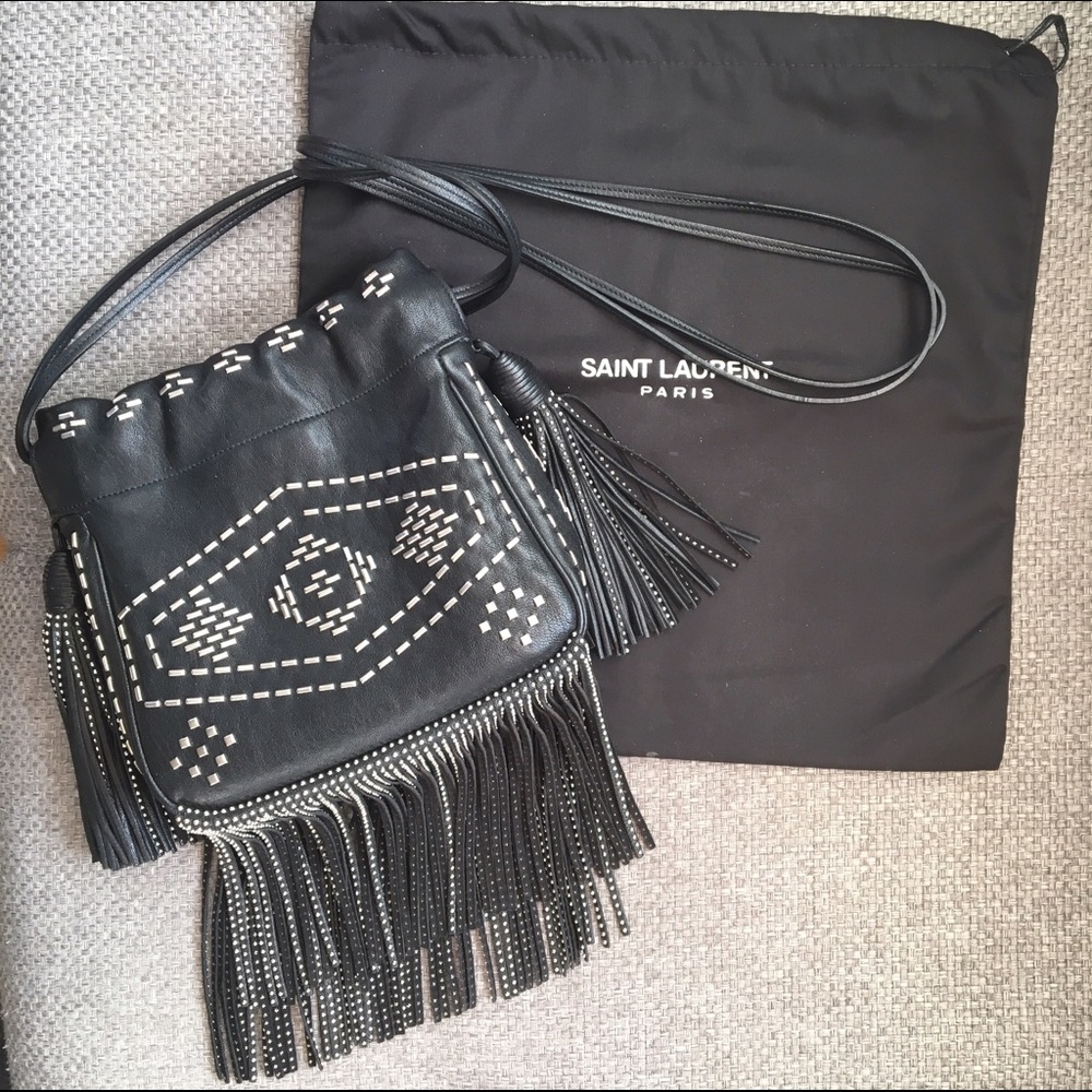Saint Laurent studded Helena bag with fringe