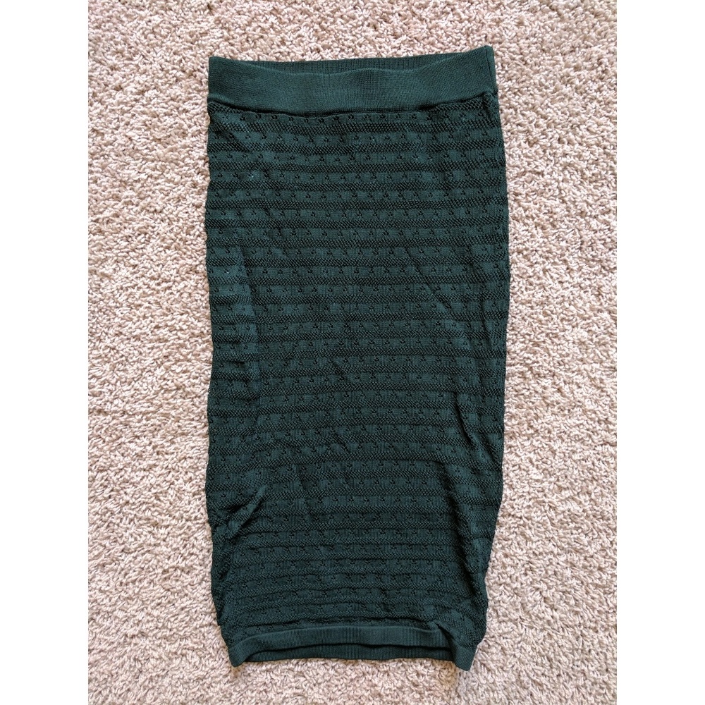Green BEBE "Pointelle Midi Skirt"