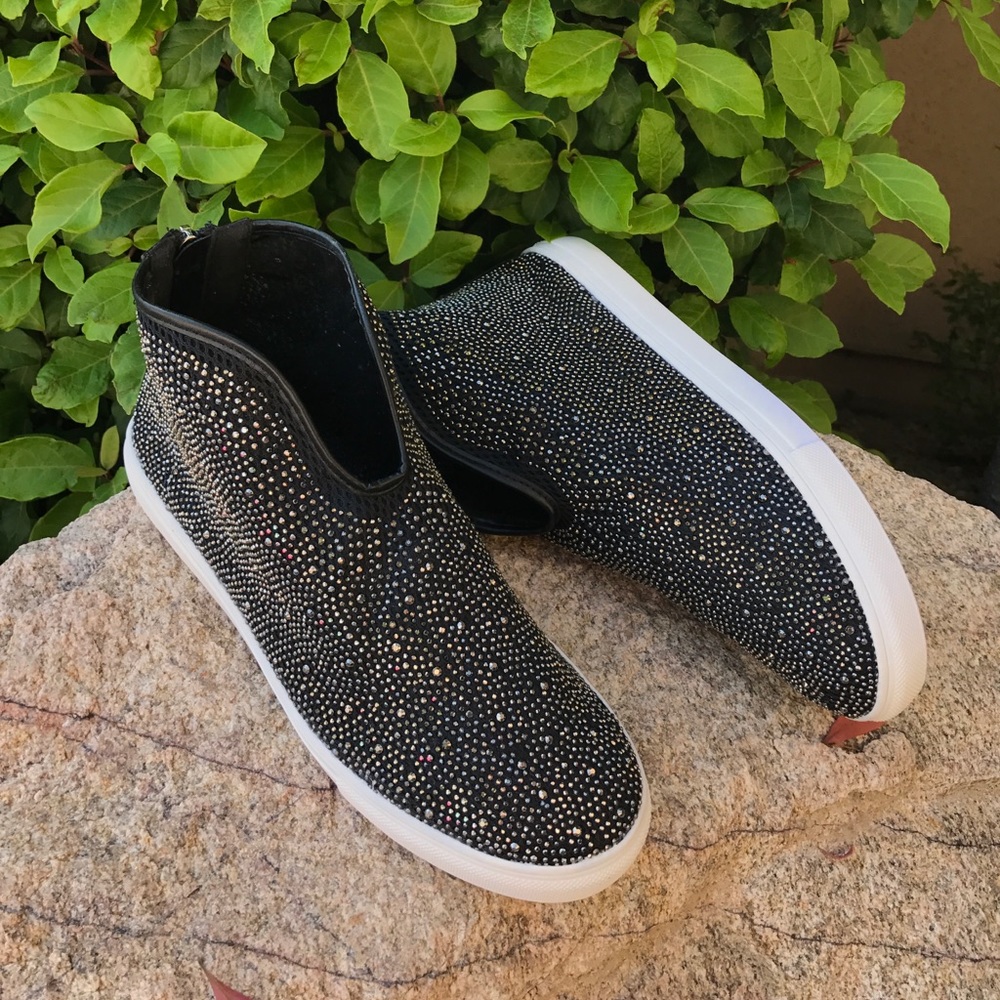 Crystal Rhinestone Embellished High Top Sneakers - Picture 4 of 8