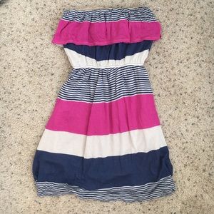 Pink, Navy and Cream bold stripe dress