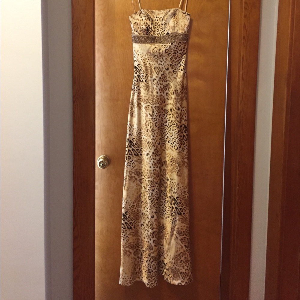Leopard strapless gown Faviana Couture