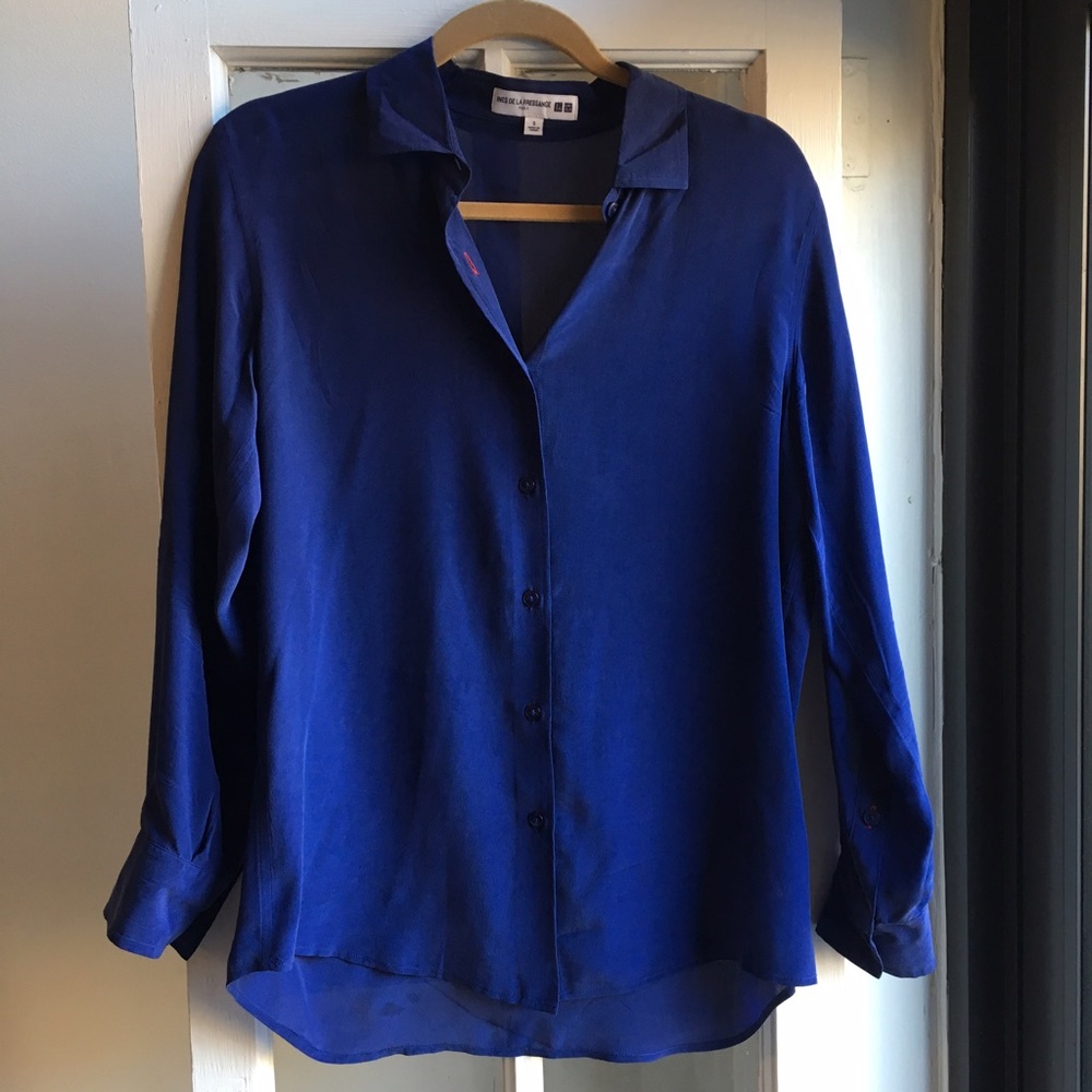 Uniqlo deep purple silk blouse