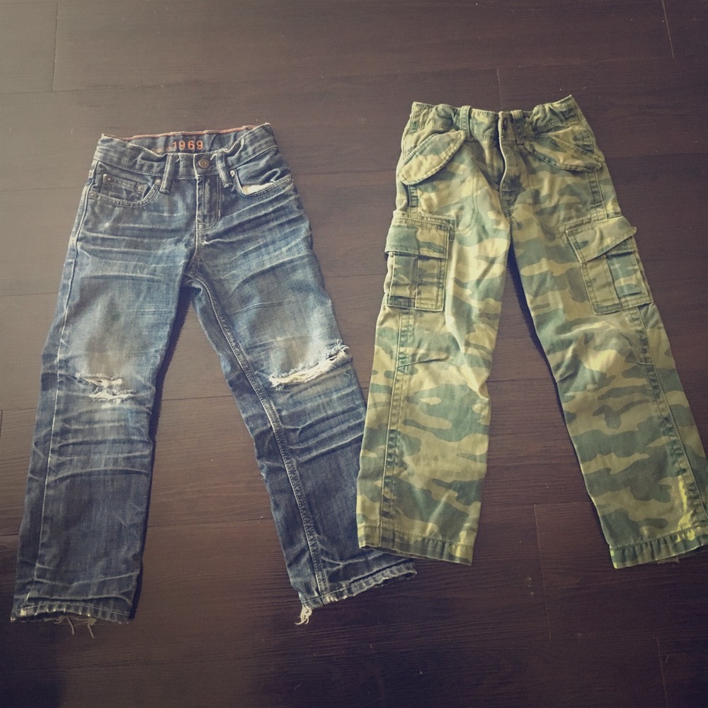 Size 5T Gap Jeans and Green Camo Pants