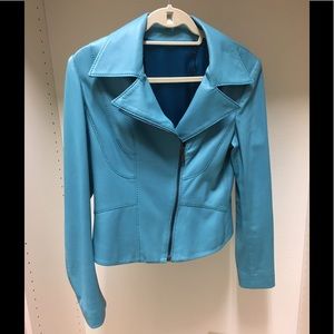 Aqua Leather Motorcycle jacket