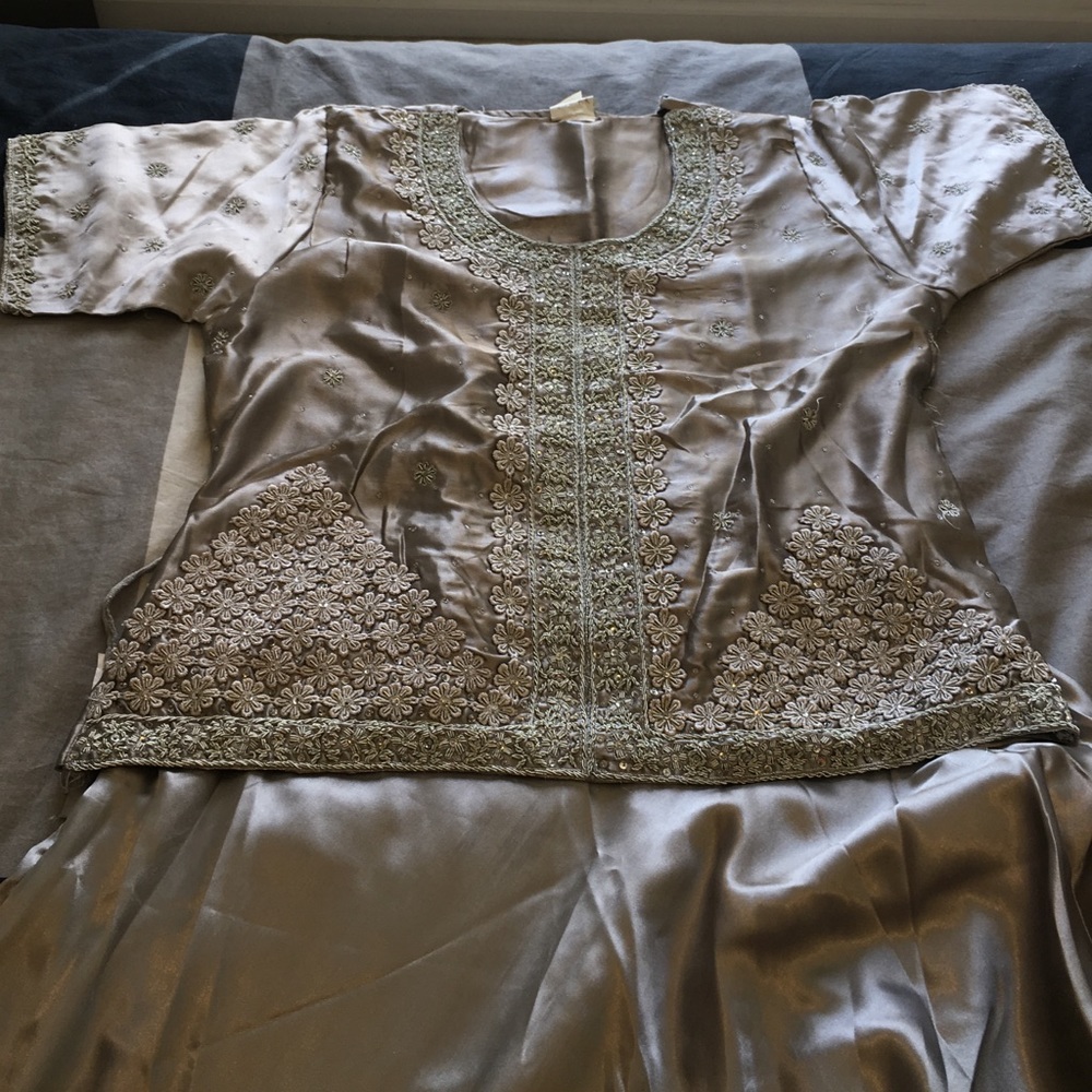 Satin short sleeve choli- lengha!