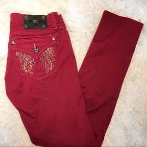 •MISS ME• Maroon/pink Skinny Jeans