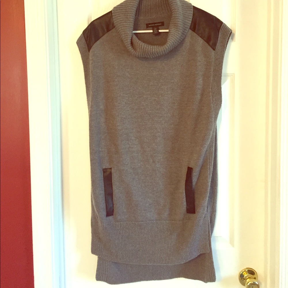 BP faux leather cow neck sweater