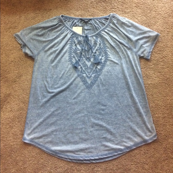 Lucky Brand Tops - Lucky Brand Blue Peasant Top