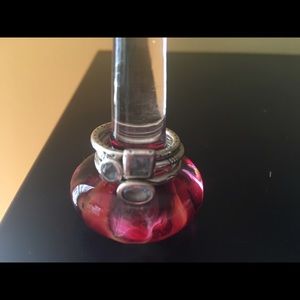 3 Pandora SS  stacking rings light blue stones