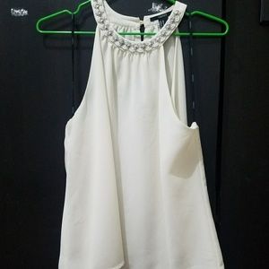 Forever 21 Cream Blouse with Bejeweled Collar