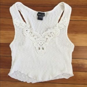 White Crochet Crop Tank Top