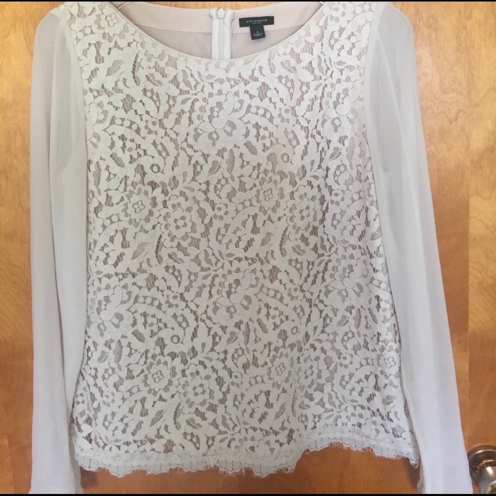 Ann Taylor Lace and Chiffon Blouse