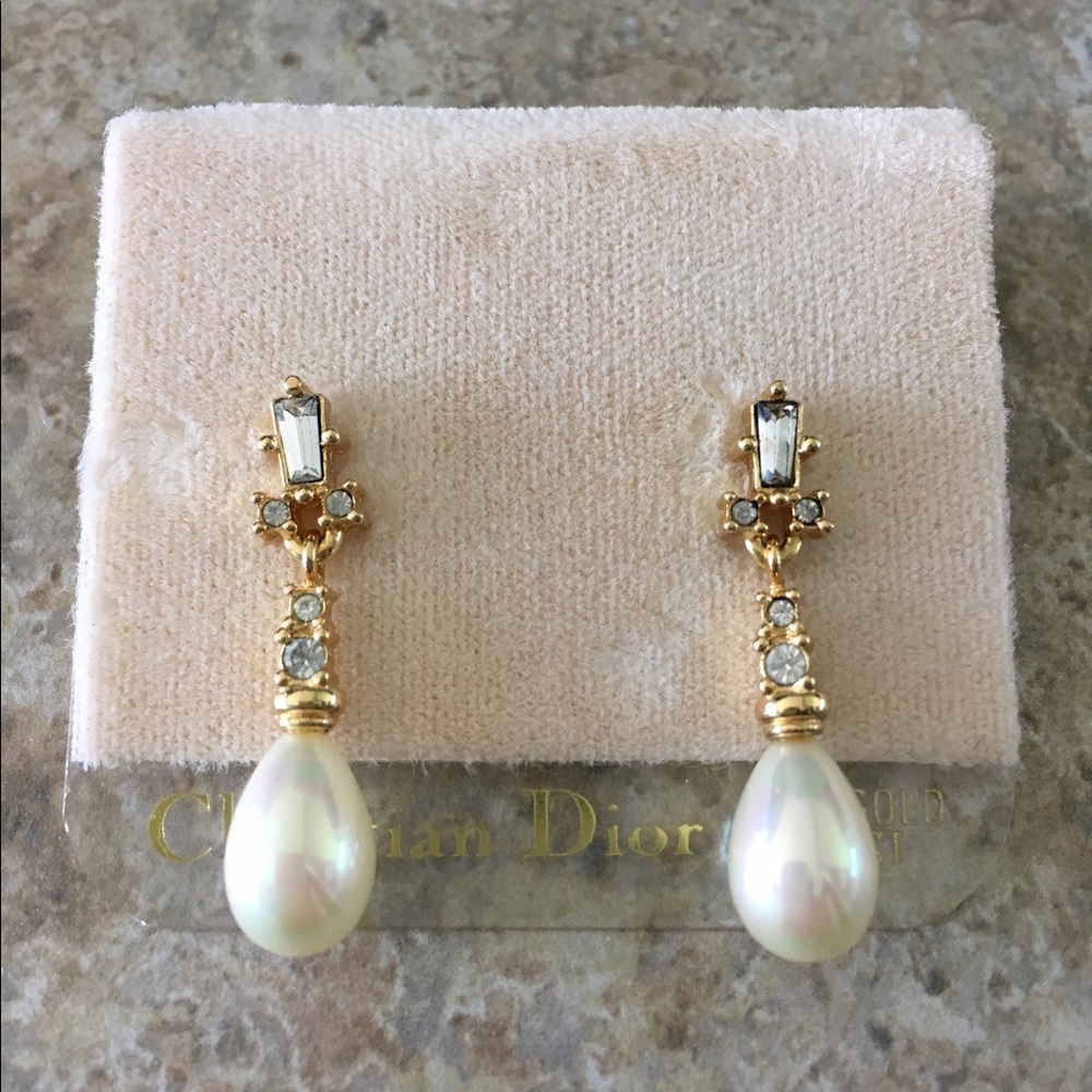 Vintage Christian Dior Drop Pearl Earrings