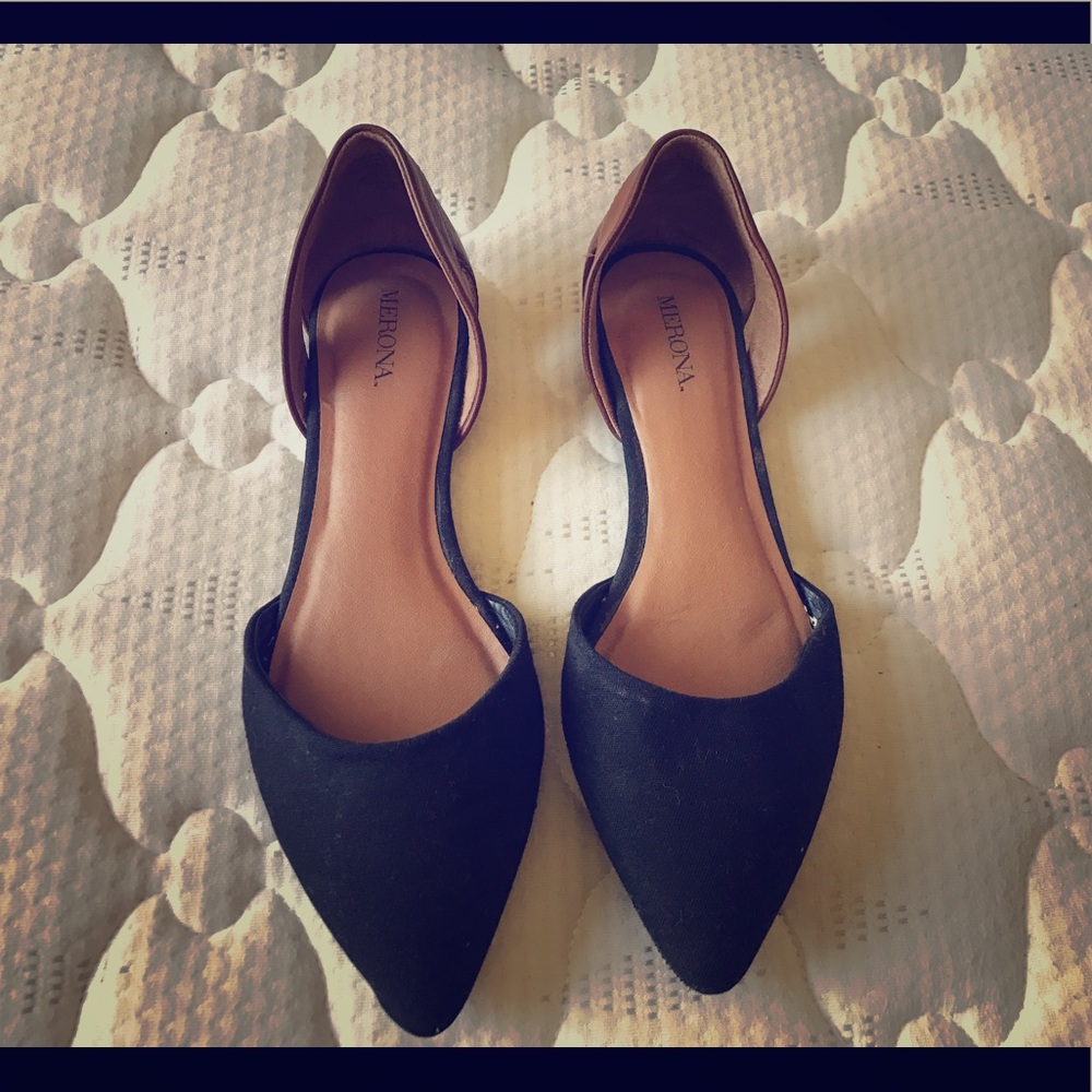 Merona Canvas & Leather D'Orsay Flats- Like New!