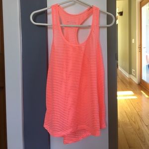 Razor back pick striped see through workout tank.