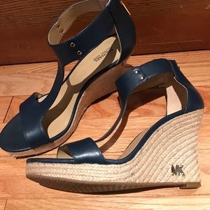 Michael Kors Blue Leather Wedges