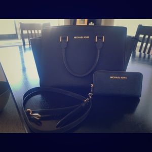 Selma medium top zip satchel bag and wallet