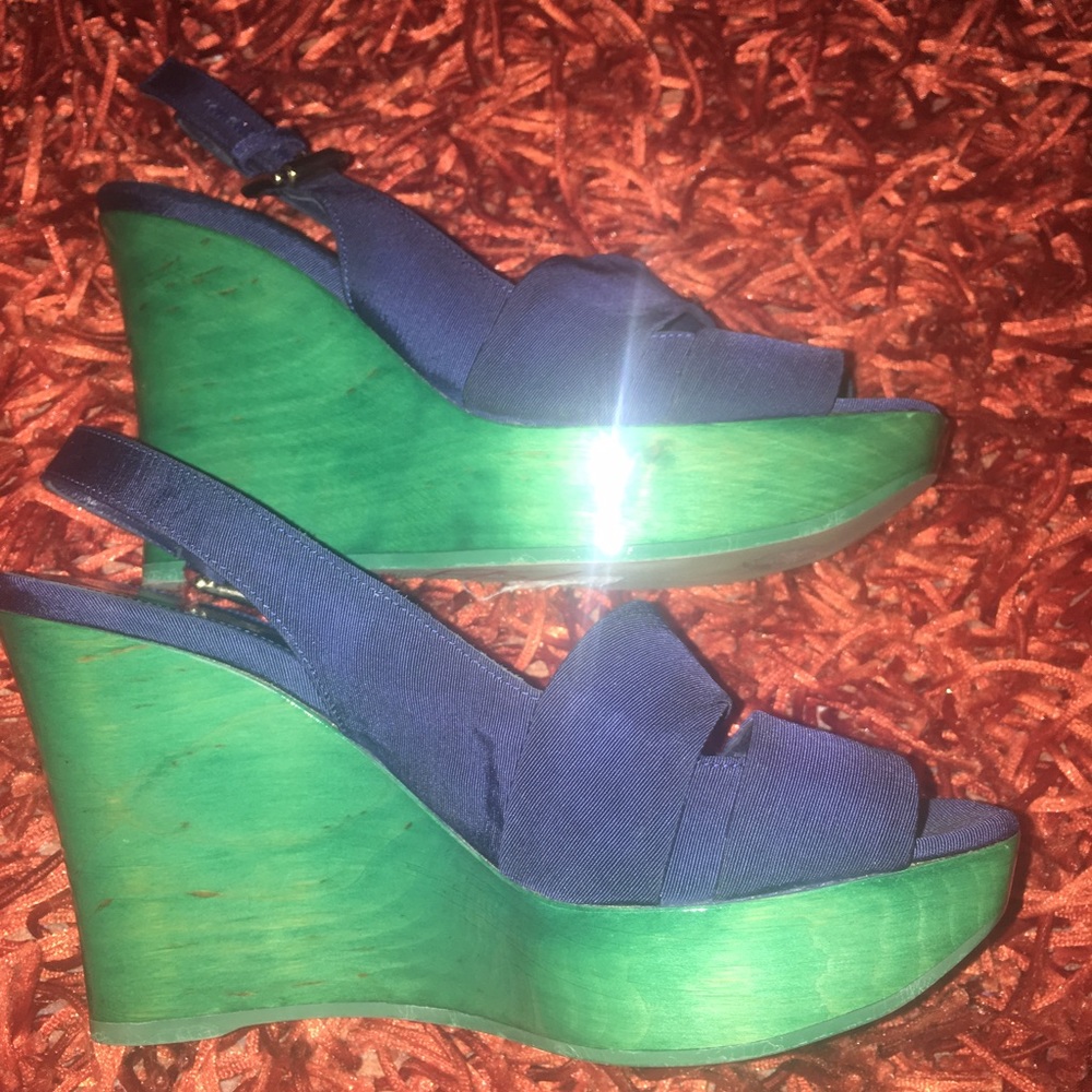 gianvito rossi green and blue wedges rare!