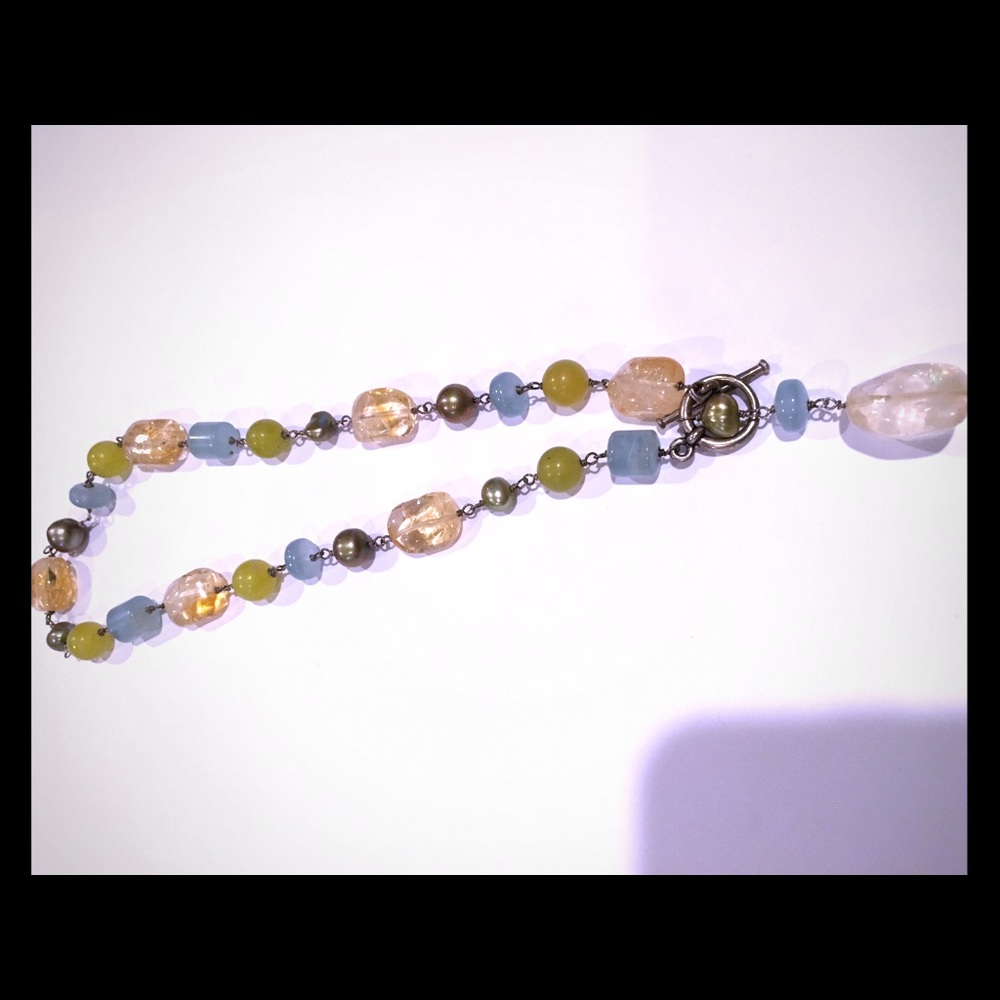 Citrin smooth stone choker necklace